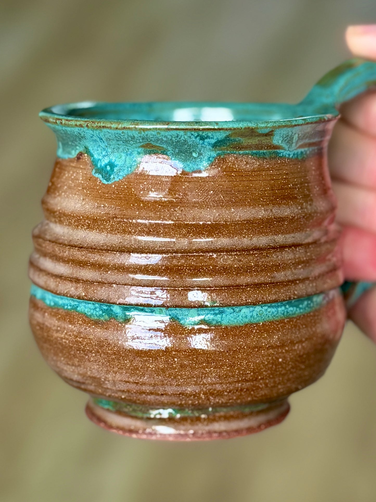 Ridge & Glaze Pitcher + Cup Set — Handthrown Stoneware