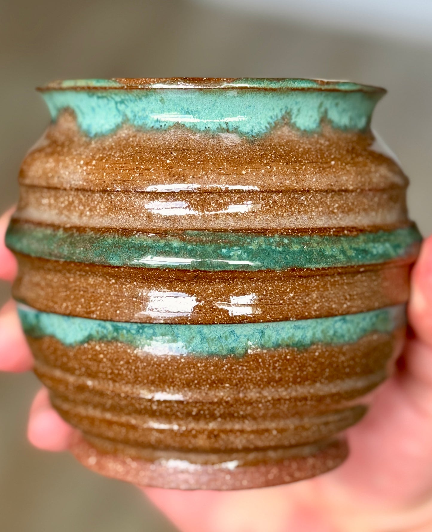 Ridge & Glaze Pitcher + Cup Set — Handthrown Stoneware