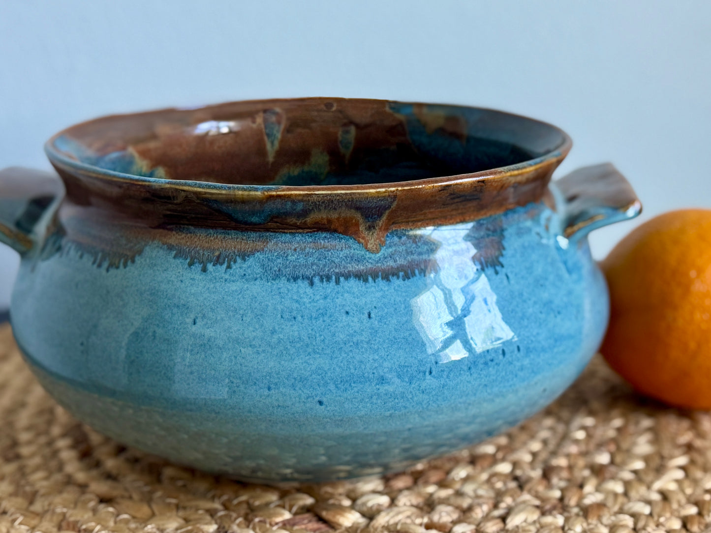 “Seaside Flame” Handled Baking Bowl