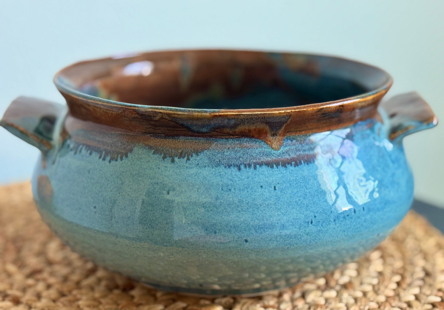 “Seaside Flame” Handled Baking Bowl