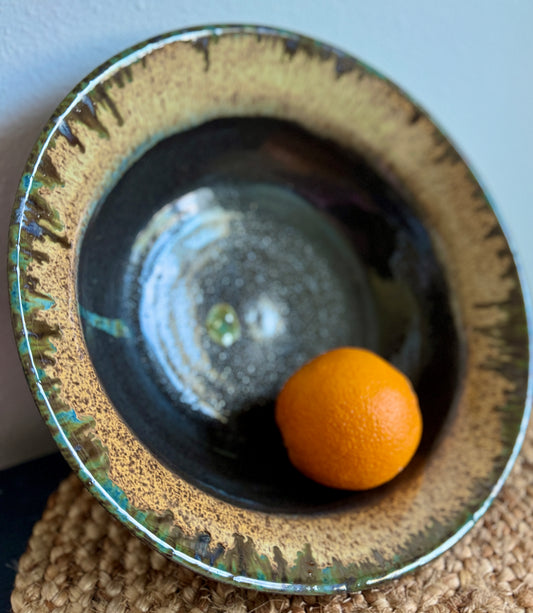 “Obsidian Rim” Deep Stoneware Bowl