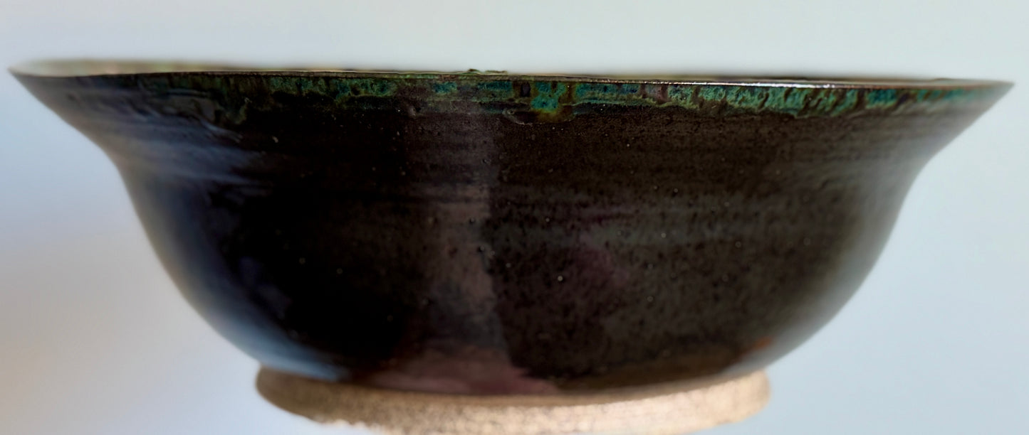 “Obsidian Rim” Deep Stoneware Bowl